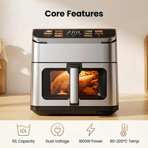 <span class=keywords><strong>Friteuse</strong></span> à air double tension 110V-240V, grande capacité 10L, 1800W, chauffage en acier inoxydable 304, finition mate, certifiée GS CE CB - Product Image 1