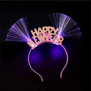 Diadema Led <span class=keywords><strong>de</strong></span> Año Nuevo, aro <span class=keywords><strong>de</strong></span> fibra óptica para el pelo, fiesta brillante, tocado con purpurina brillante, Tiaras, favores navideños - Product Image 4