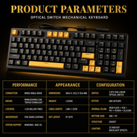 Clavier de jeu mécanique F99 avec interrupteur optique, rétroéclairage RGB, 97 touches, filaire USB, faible latence, pour bureau, ordinateur de bureau, joueur