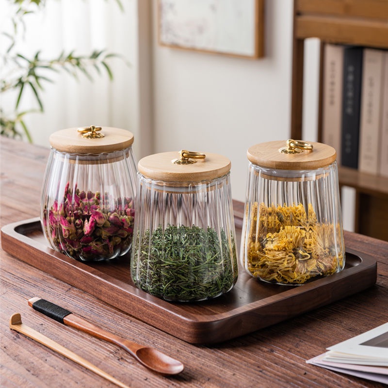 Japanese-style household sealed glass tea pot snack storage pot glasses jar