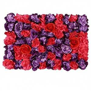 Guirnalda de hierba artificial para dormitorio, arreglos de <span class=keywords><strong>hortensias</strong></span> falsas, compra a granel, decoración de pared 3D con flores rojas y coloridas de boj negro. - Product Image 5