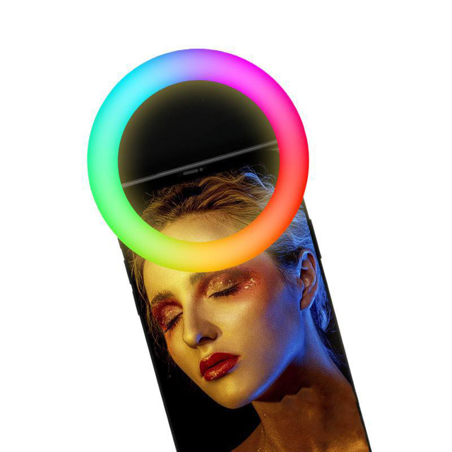 Rechargeable Rgb Led Ring Mobile Phone Clip-on Selfie Ring Flash Lens Brightness Fill Light Lamp for Smartphone Light