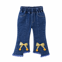 Jeans pour filles 2026 Nouvelle collection Printemps-Automne Vêtements pour enfants Pantalon long élastique pour bébé fille Pantalon évasé à nœud pour enfants