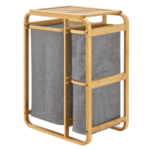 Phòng tắm tiết kiệm không gian tre giặt cản trở lưu trữ SORTER bẩn quần áo tổ chức lớn bằng gỗ giặt giỏ kệ - Product Image 5