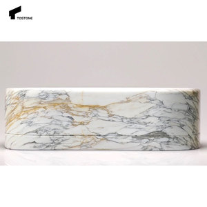 Tostone Arabescato Wit Marmer Ovale Vrijstaande Natuurstenen Badkuip Voor Thuis Villa Luxe Badkuip Wasruimte Decoratie - Product Image 5