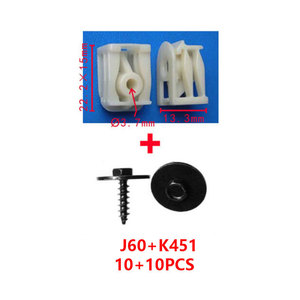 Clip de plástico J60 K451 con tornillo para revestimiento de guardabarros delantero, 10 unidades cada una - Product Image 1