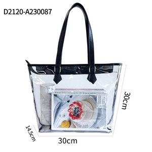Sac fourre-tout en PVC transparent avec logo personnalisé imprimé, fermeture à glissière et poignée en cuir, imperméable, cadeau, voyage, messager - Product Image 5