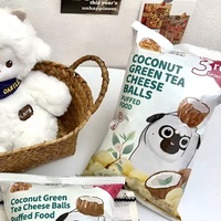65g Snacks de céréales semi-mous gonflés, sans graisses trans, saveur noix de coco et thé blanc, en forme de chien mignon, personnalisables, vente en gros pour KTV et fêtes