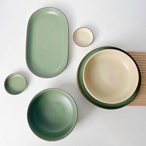 Cuencos y Platos de Cerámica Grandes de Estilo Nórdico Verde Morandi para Arroz, Ensaladas de Verduras y Sopa con Soporte para Fiestas - Product Image 3