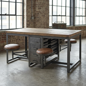 Industrial Foldable Cast Iron & Solid Wood <b>Dining</b> Room Furniture 4 Seater Swing <b>Dining</b> <b>Table</b> with Stool Apartment-Friendly - Product Image 2