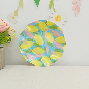 ชุดอุปกรณ์จัดงานวันเกิดเด็ก DAMAI สีเหลืองลายเลมอน จานผลไม้ ชุดภาชนะใช้แล้วทิ้ง จานกระดาษลายเลมอน แก้ว กระดาษเช็ดปาก - Product Image 3