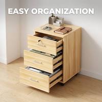 Meuble de rangement mobile à 3 tiroirs verrouillables avec roulettes, organisateur sous bureau pour bureau commercial, plusieurs couleurs de bois