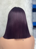 Peluca BOB de Cabello Humano Virgen Vietnamita Liso Natural con Flequillo, Cierre de Encaje 2*3, Sin Pegamento, SDD, Pelo Natural Crudo