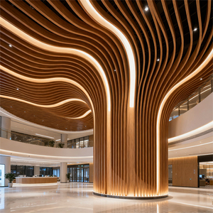 Hiện đại hạt gỗ sóng Trần cong rãnh nhôm ống vuông lưới Trần - Product Image 3