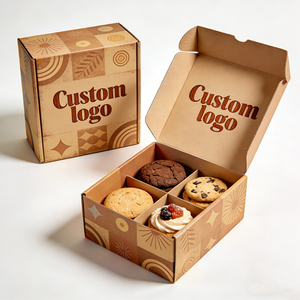 Boîte à dégustation personnalisée en kraft, emballage cadeau pour desserts, boulangerie, nourriture, collection de collations haut de gamme, boîtes de friandises, emballage de boîte à gaufres - Product Image 1