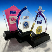 Trophée moderne en acrylique en forme de bloc et de cube avec gravure laser personnalisée pour les récompenses d'entreprise et les cadeaux honorifiques