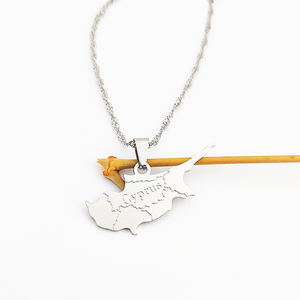 Cipro Mappa Della Collana Dei Monili Set In Acciaio Inox Mappa di Cipro Pendente Della Collana 18k Oro Dei Monili Bijoux Acier Inoxydable Joyas - Product Image 6