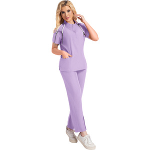 Summer Nurse Uniform Split Set Short Sleeve Unisex Moisture Wicking Hospital Scrubs for Doctors Dental Nurses - Product Image 5