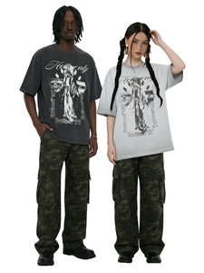 Camiseta Oversize Y2K <span class=keywords><strong>Grunge</strong></span> con Estampado 'Heavenly' de la Virgen María, 100% Algodón Transpirable, Estilo Urbano, Camiseta Gótica con Gráficos Religiosos para Hombre - Product Image 6