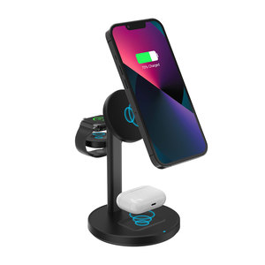 Station de charge sans fil pour <span class=keywords><strong>téléphone</strong></span> <span class=keywords><strong>portable</strong></span> réglable de bureau 10W 15W Chargeur sans fil magnétique 3 en 1 - Product Image 2