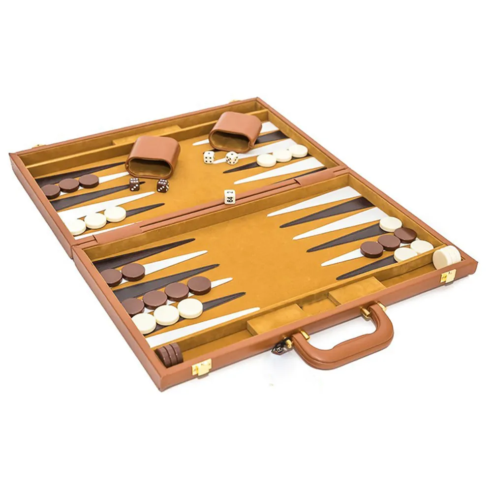 Backgammon chuyên nghiệp thiết lập backgammon cổ điển Bộ trò chơi hội đồng quản trị với trường hợp da cao cấp cho người lớn