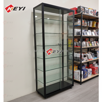 Vitrine d'exposition en verre trempé sur mesure avec cadre métallique et serrure pour centre commercial