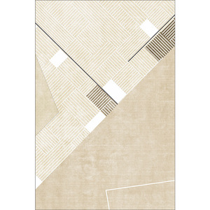 Tapis géométrique moderne rectangulaire antidérapant en fibre de polyester pour la décoration de la maison, chambre à coucher, salon, tapis de sol beige crème à motifs - Product Image 4