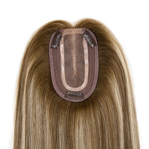 # Topper de cheveux humains lisses couleur mèches 60, 3x5 pouces, pour femmes, cheveux vierges européens, 16 pouces, base mono - Product Image 6