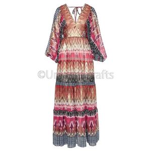 Las mujeres verano largo Maxi vestidos Sexy Vintage Floral impreso damas de manga completa Boho Maxi vestido - Product Image 1
