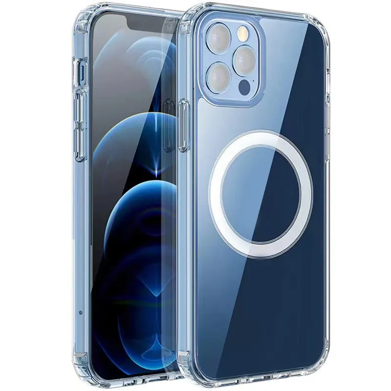 Coque de téléphone transparente sans fil pour iPhone16 15 14 13 pro max Conception de coque de téléphone portable magnétique en acrylique pour iPhone15 14 13 12 11