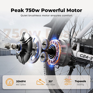 Vélo électrique 24 pouces, moteur 500W, batterie 48V 7.8AH, 20MPH, Shimano 7 vitesses, frein à disque double, suspension avant, entrepôt américain en stock - Product Image 4