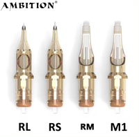 Jarum Cartridge Tato Sekali Pakai Premium Ambition Custom Grosir 20 pcs 0.25mm 0.3mm 0.35mm Steril Aman RL RS M1 RM