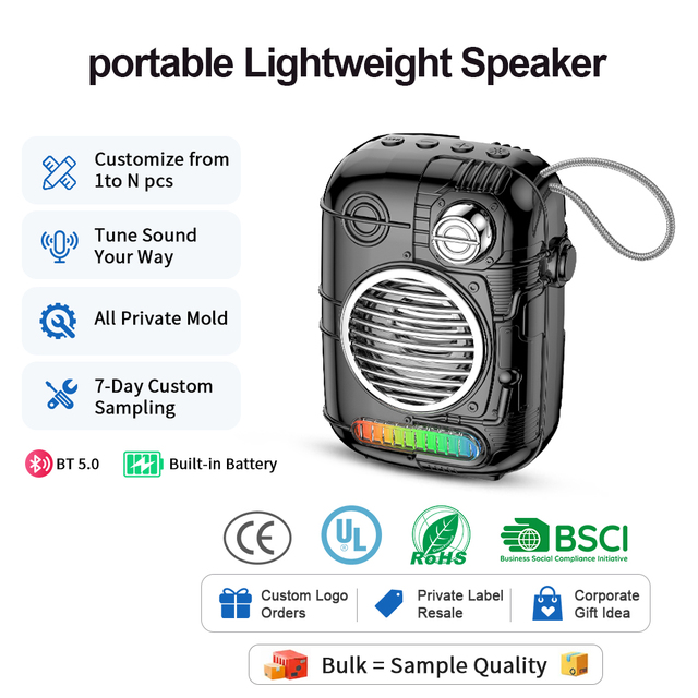 Wholesale Portable Rechargeable Mini Wireless Fashion Speaker TF Card FM Radio Loud Blue Tooth Retro Mini Speaker
