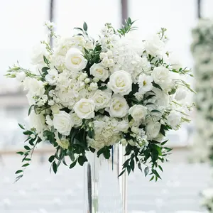 C-FB023 Hoe sales artificial 70cm white rose flower ball centerpiece arrangement for wedding event decoration