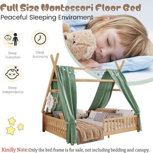 <span class=keywords><strong>Lit</strong></span> Montessori taille double avec éclairage et lattes, <span class=keywords><strong>lit</strong></span> <span class=keywords><strong>tipi</strong></span> en bois pour enfants garçons filles - Product Image 5