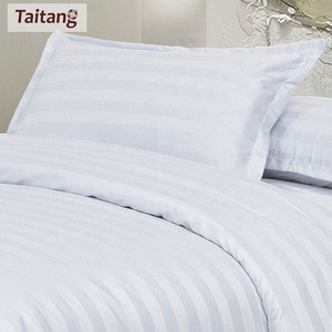 Literie d'hôtel Taitang Queen King 250TC 100% drap de lit d'hôtel à rayures en <span class=keywords><strong>satin</strong></span> de coton
