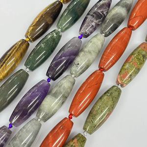 <span class=keywords><strong>Pietra</strong></span> naturale semipreziosa a forma di riso 15x40mm, colore oliva, per creazione gioielli, circa 9 pezzi/filo - Product Image 6