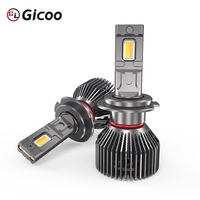 Gicoo AI18 Nuevos Faros LED de Alta Potencia 6000K 12V 140W 20000 Lúmenes con Control por APP, Compatibilidad Universal H7/H1/H11/HB3/HB4/9012 para Coche