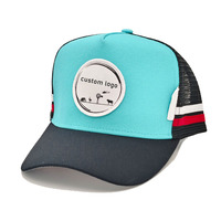 Logo personnalisé broderie camionneur casquette patchs fer sur respirant casquette de Baseball en gros 5 panneau tendance maille camionneur chapeau tissé Patch