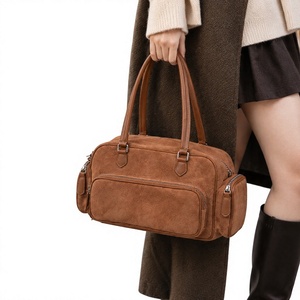 Bolso de Hombro de Gamuza para Mujer, Estilo Bowling, con Cierre y Correa Extraíble para Viajes Diarios - Product Image 1