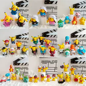 跨境一体式Dropshipping Pikachu Pokmon宠物精灵Pvc手工制作胶囊玩具娃娃蛋糕装饰