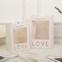 Sac d'Emballage Cadeau Carré avec Fenêtre pour Bouquet de Fleurs de la Saint-Valentin 2023 pour Fleuriste, Vente en Gros