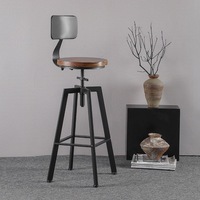 Tabouret de bar de style industriel nordique de luxe avec structure en fer, accoudoirs fixes, hauteur de comptoir réglable pour usage commercial et domestique