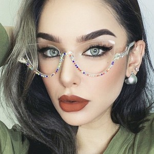 Cozysee Luxury Fashion Clear PC <span class=keywords><strong>occhiali</strong></span> da vista da <span class=keywords><strong>donna</strong></span> Cat Eye <span class=keywords><strong>occhiali</strong></span> da uomo miopia motivo floreale 3 colori - Product Image 3