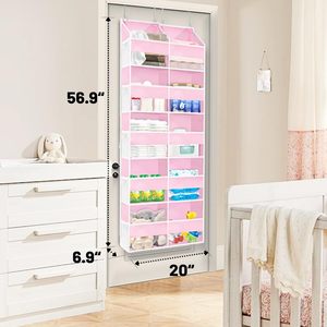 Organisateur rose à suspendre derrière la porte, 10 compartiments, type crochet, pour vêtements, produits pour bébés, rangement mural pour l'organisation - Product Image 5