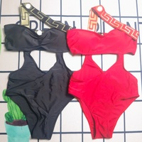 Traje de Baño Bikini de Dos Piezas con Logotipo Personalizado en 3D, Muestra Gratis, para Mujer, Cuello Redondo, Ropa de Playa
