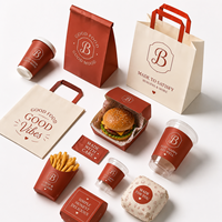 Sacs et boîtes de livraison personnalisés en papier anti-graisse avec impression de lettres rétro pour packs alimentaires, sacs à main et supports pour hamburgers, frites et snacks