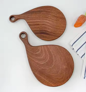 Comptoir multifonction en forme de goutte irrégulière Planche à fromage en ébène réversible de haute qualité avec poignées latérales - Product Image 1