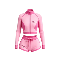 Ensemble 2 pièces pour femme : Veste de yoga zippée et short de cyclisme personnalisé, design color-block, collection été 2026