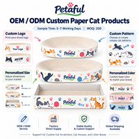 Petaful Ensemble Griffoir pour Chat Ovale Moderne 3-en-1 en Carton Ondulé Haute Densité Écologique, avec Tapis de Griffoir, Lit de Repos et Jouet
